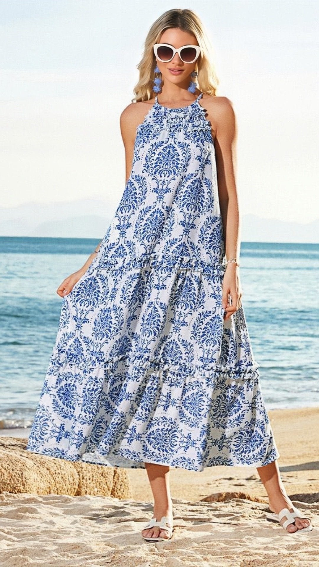 🌺 THE HALTER TIERED MAXI: FLOWY, VIBRANT, BOHEMIAN DREAMS — YOUR SUMMER STATEMENT DRESS 🌺