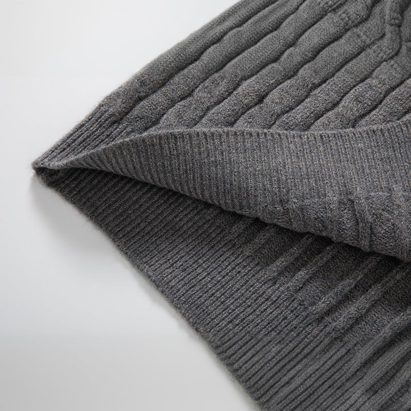 Men’s Half-Zip Knitted Sweater – Warm Cable Knit Pullover for Autumn & Winter 🍂❄️