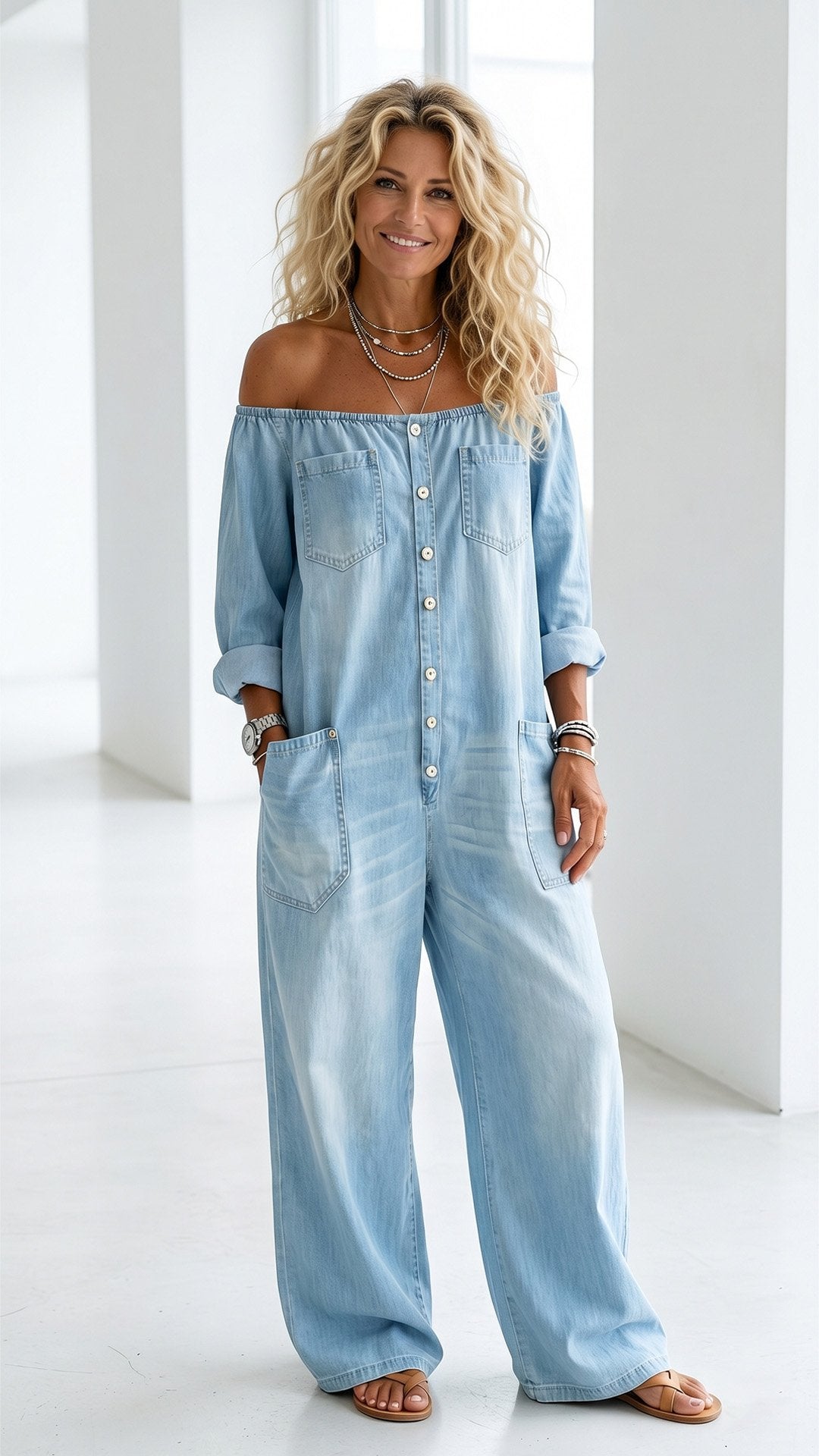 🤠 THE OFF-SHOULDER DENIM JUMPSUIT: VINTAGE WASH, RELAXED FIT, POCKETS FOR DAYS — YOUR NEW ONE-AND-DONE OUTFIT 🤠