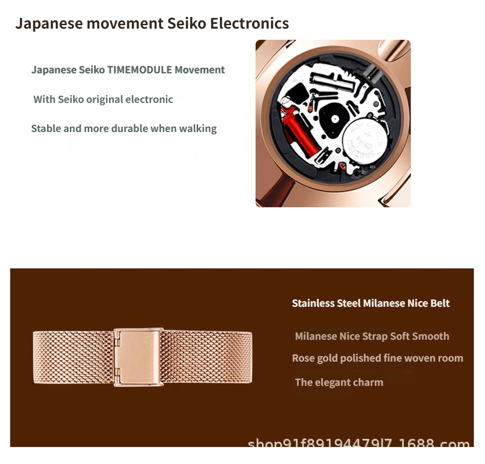 Vintage-style square-faced women's quartz watch with a steel bracelet and Japanese movement