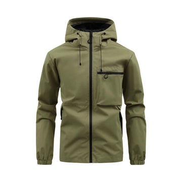 Men's Waterproof Hooded Jacket with Pockets 🌧️🧥 | Regular Fit Zip-Up for Spring & Fall 🍂☀️🍃