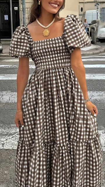 ✨THE FRENCHY SQUARE DRESS: PLAID, RUFFLED HEM, ELASTIC CUFF SLEEVES — YOUR NEW FAVOURITE FOR LEISURE & DATES✨