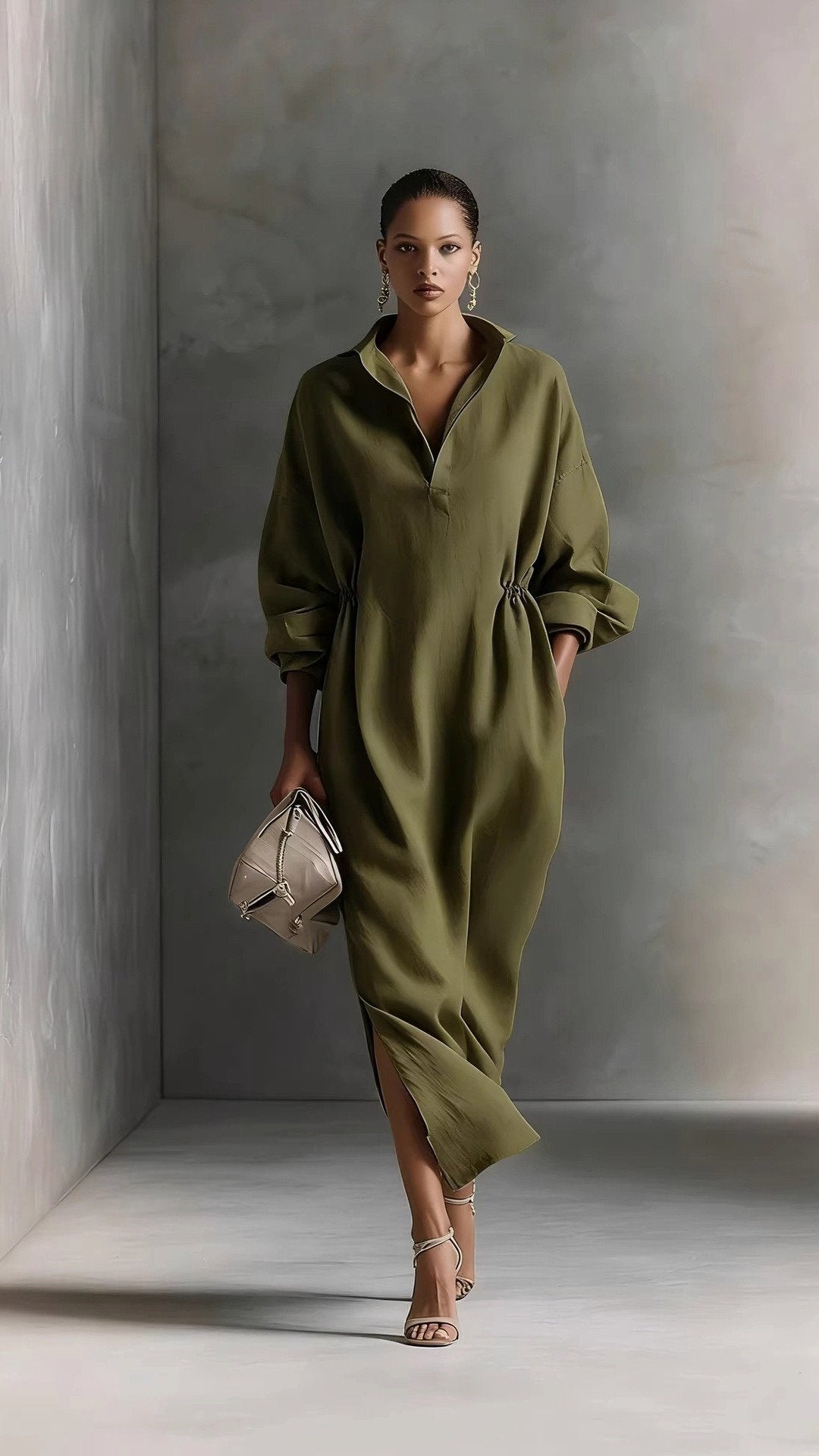 THE PARISIAN DRAPE DRESS: V-NECK, POCKETS, EFFORTLESS ELEGANCE✨