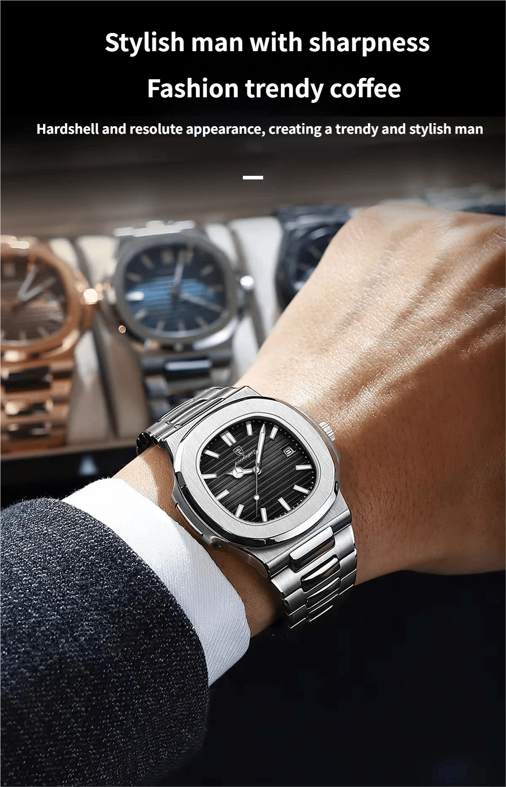 Men's Business Fashion Round Dial Analog Quartz Watch with Luminescent Features and Water Resistance