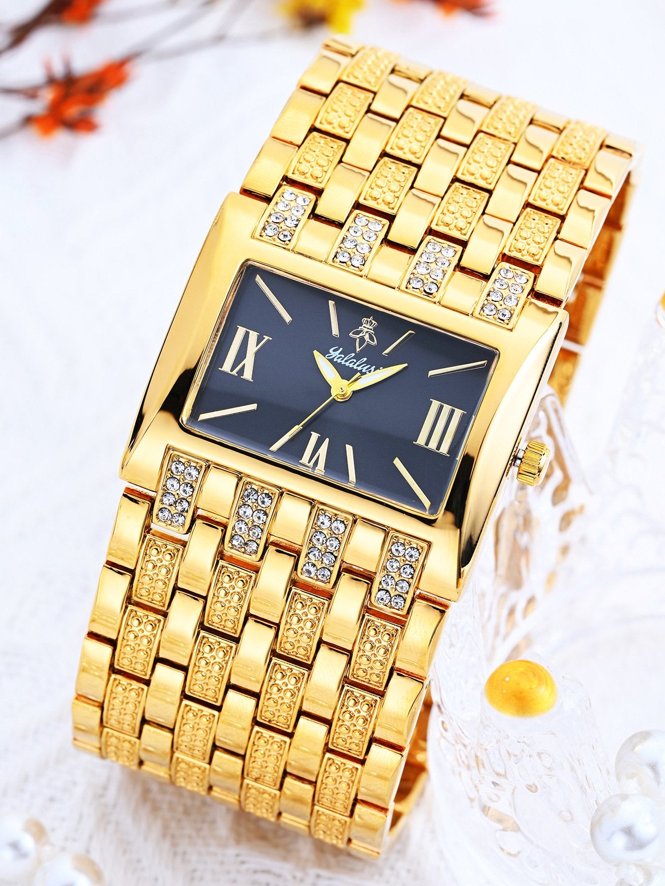Luxury Diamond-Set Women's Watch with a Square Dial