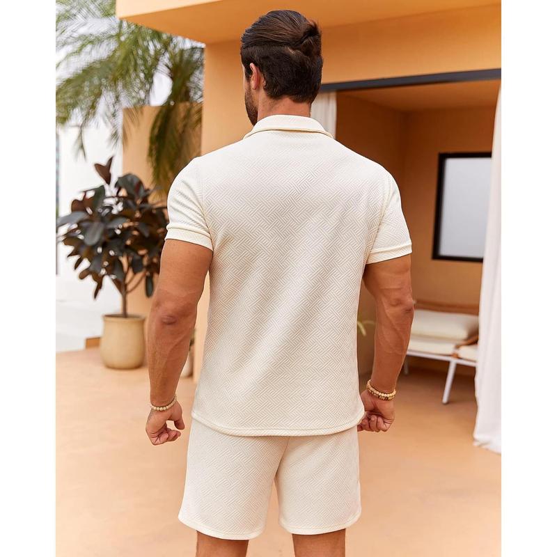 Mens 2 Piece Polo Shirt and Shorts Set | Summer Fashion Tracksuit & Casual Short Sleeve Outfit