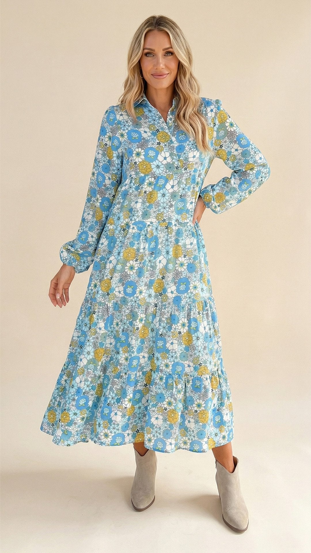 🌸 THE BOHO LANTERN DRESS: V-NECK, PUFF SLEEVES, A-LINE SWING — YOUR SUMMER SOULMATE 🌸