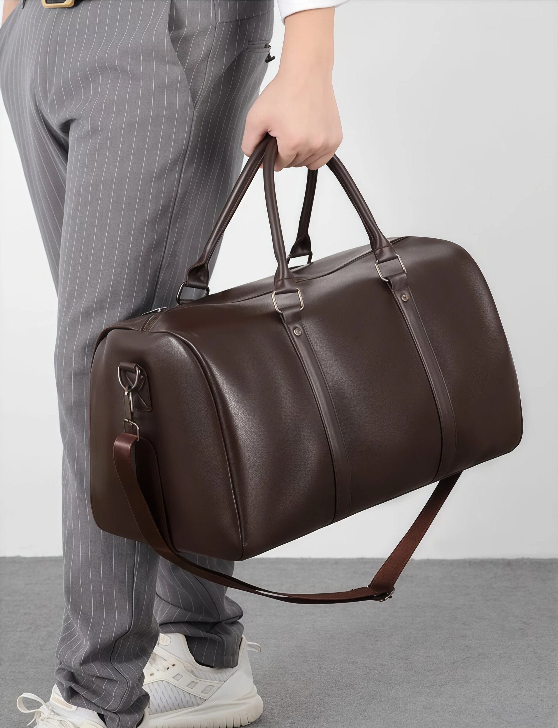 The Stealth Weekender | Premium Minimalist Travel Handbag: Structured Large Capacity Crossbody for Executive Travel