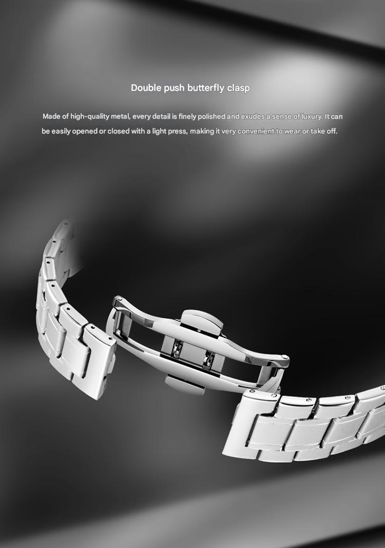 Men's Water-Resistant Stainless Steel Strap Quartz Watch with Three-Hand Dial