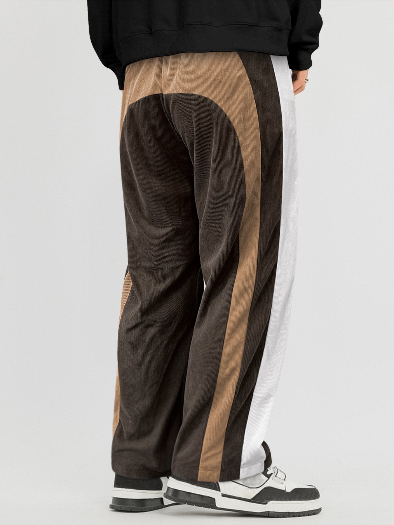 All-Season Men’s Casual Corduroy Pants: Comfortable Colorblock Straight Leg Design