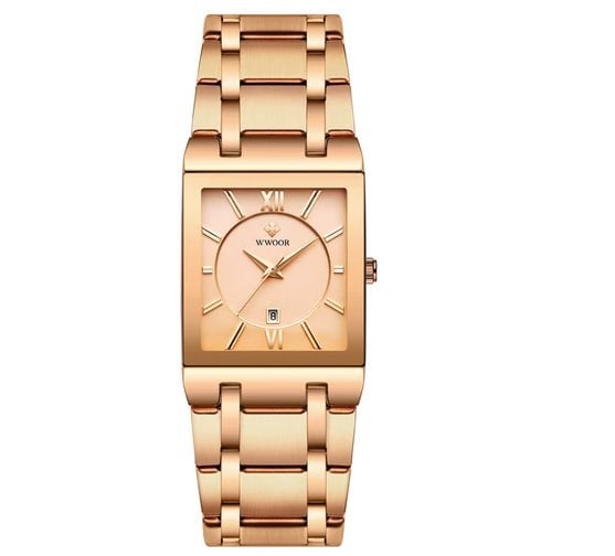 Square Men's Steel-Band Quartz Watch Water-Resistant Timepiece
