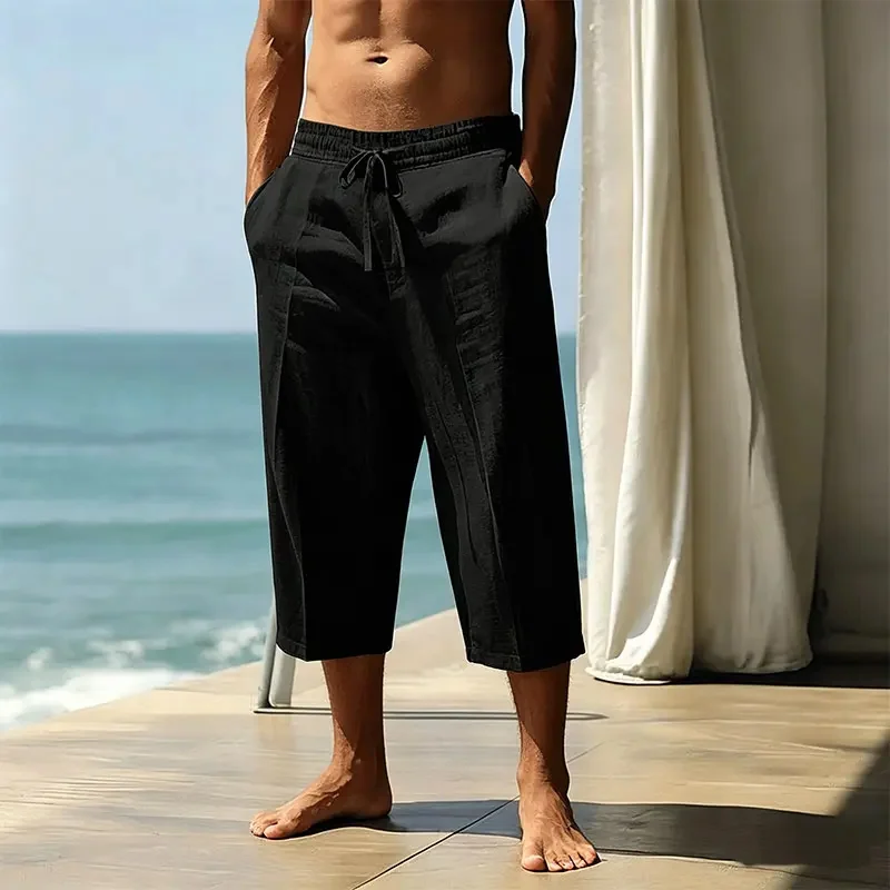 Men’s Breathable Tencel Trousers – Relaxed Fit, Mid-Length, Soft Drape, Ideal for Summer Casual---Buy 2 Get Extra 20% Off & Free Shipping!