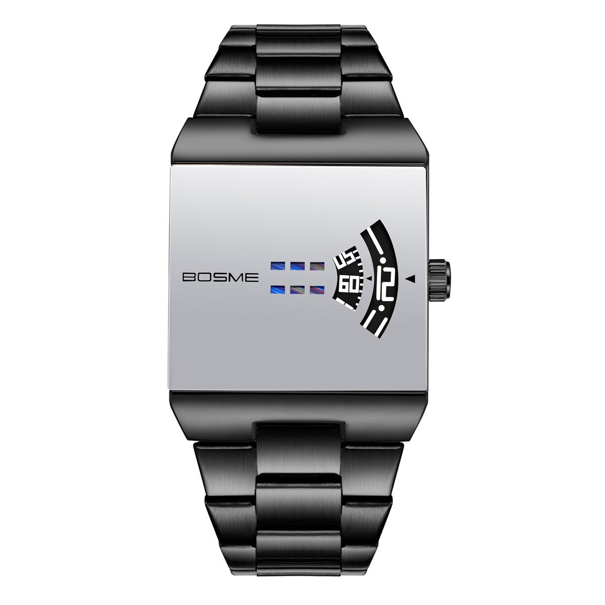 Square-Shaped Men's Quartz Watch with Futuristic Design