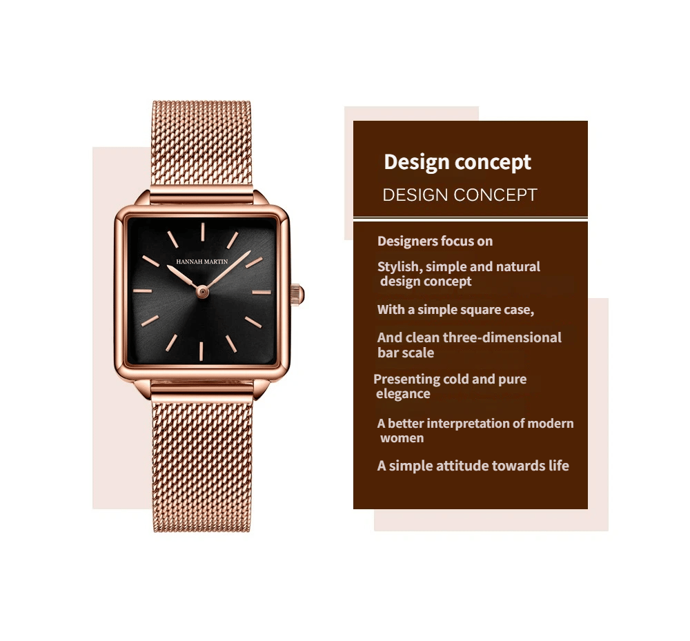 Vintage-style square-faced women's quartz watch with a steel bracelet and Japanese movement