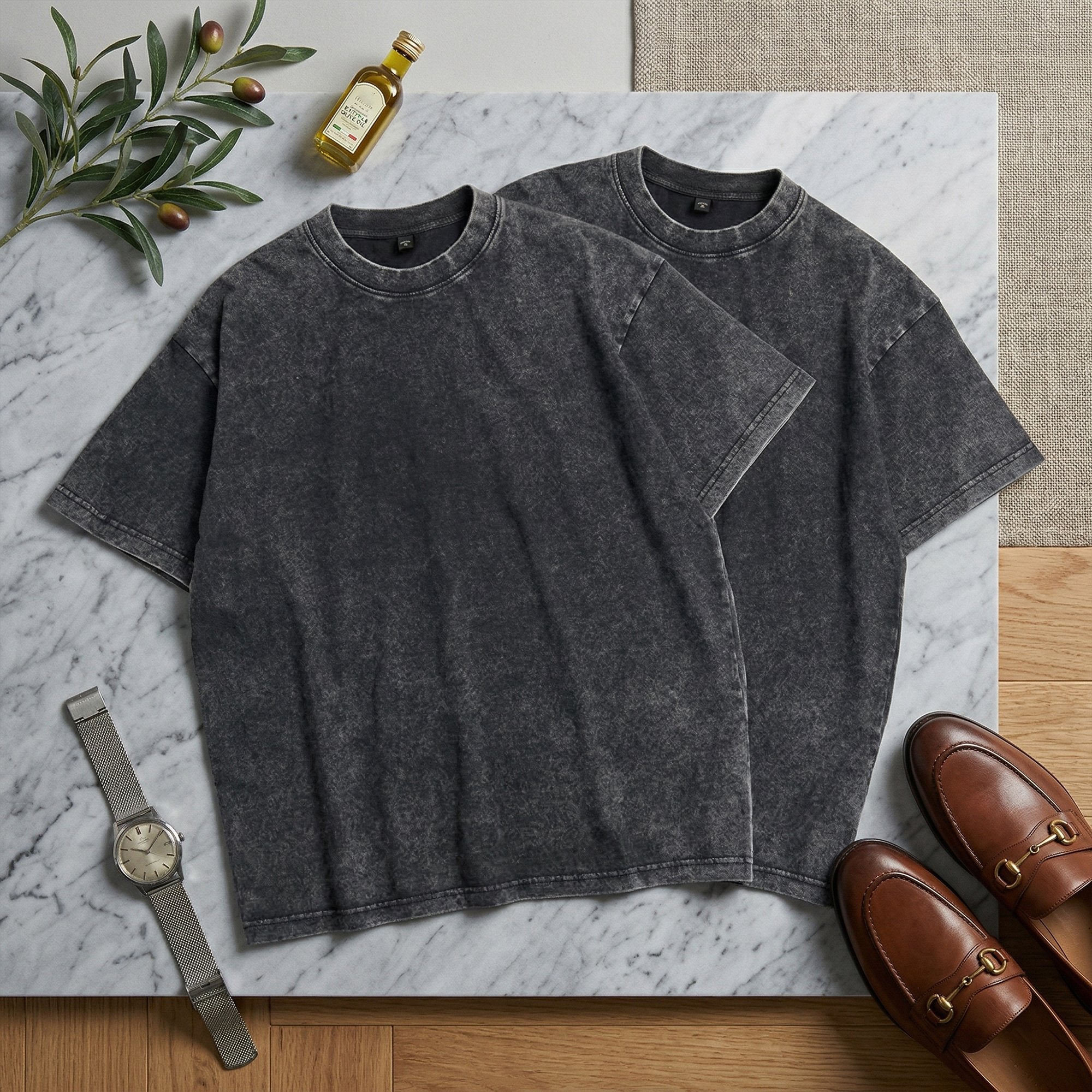Elite Heavyweight 230g+ Cotton Tee: 2-Pack Oversize Urban Vintage Set