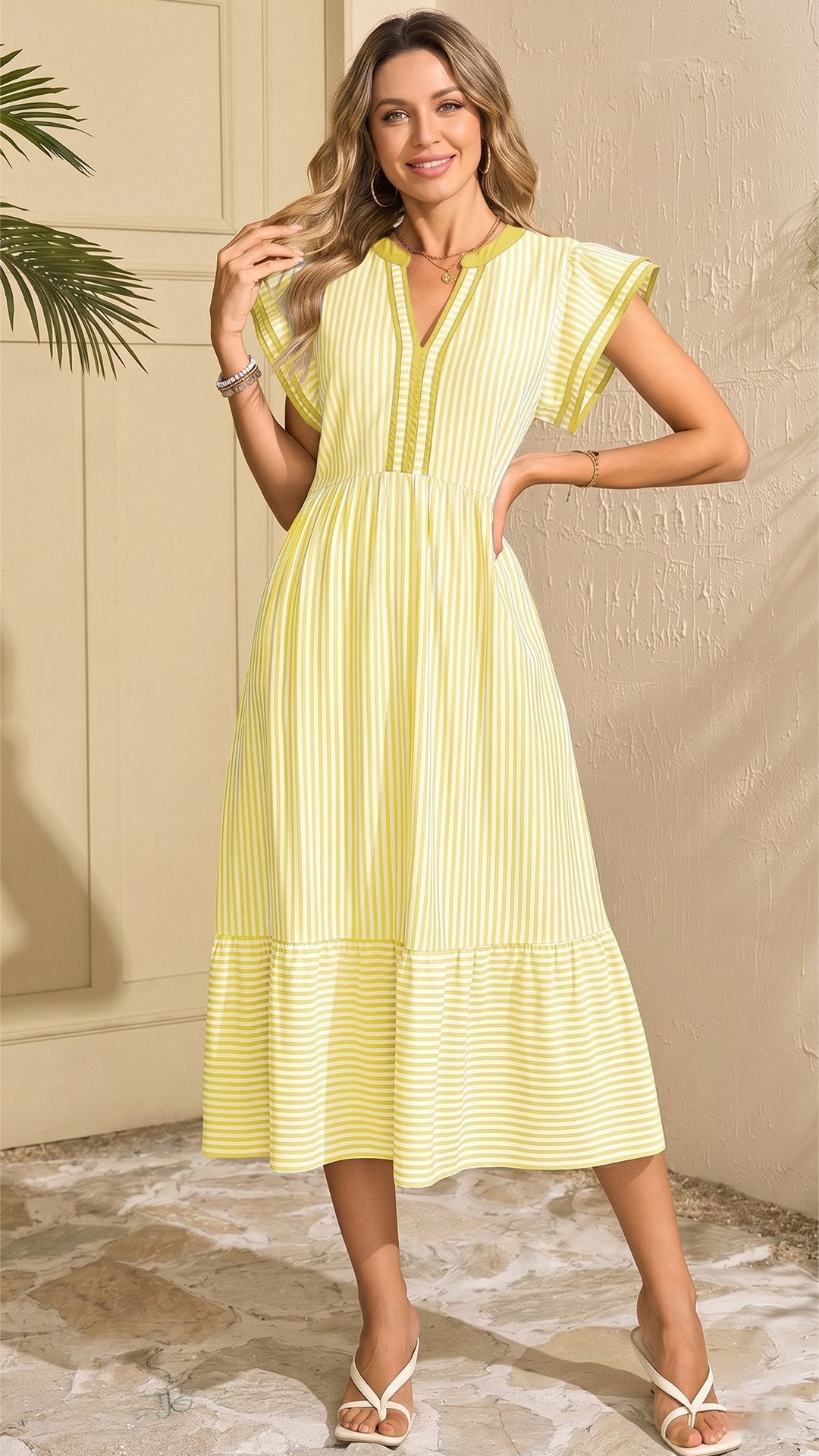 🌊 THE STRIPE MAXI: V-NECK, RUFFLE SLEEVES, POCKETS — YOUR SUMMER DREAM DRESS 🌊