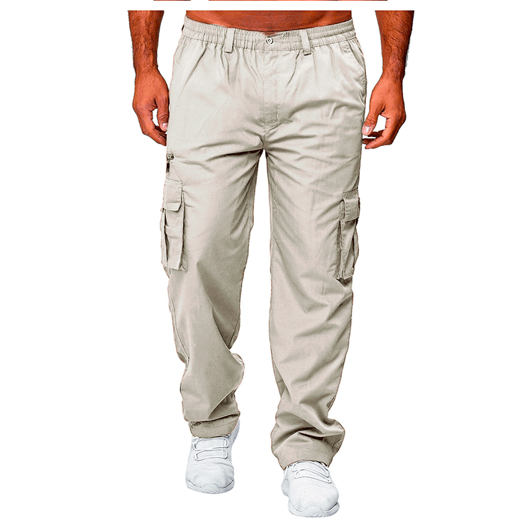 Men's Versatile Utility Cargoes: Elasticated Comfort-Fit Combat Trousers for Work & Leisure