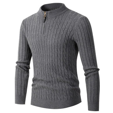 Men’s Half-Zip Knitted Sweater – Warm Cable Knit Pullover for Autumn & Winter 🍂❄️