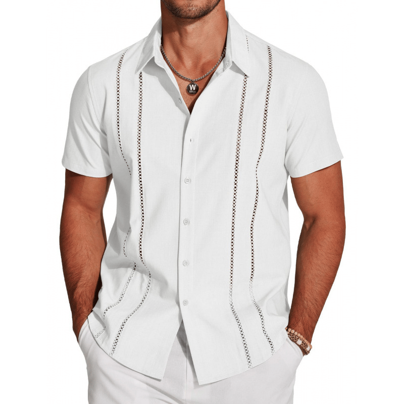 Men's Casual Short-Sleeve Shirt with Button Placket