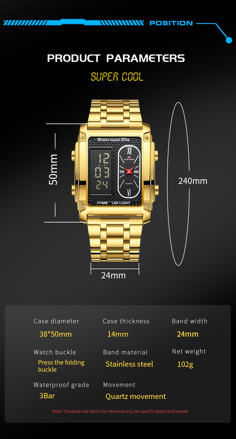 Waterproof Multi-Function Square Digital WatchWaterproof Multi-Function Square Digital Watch
