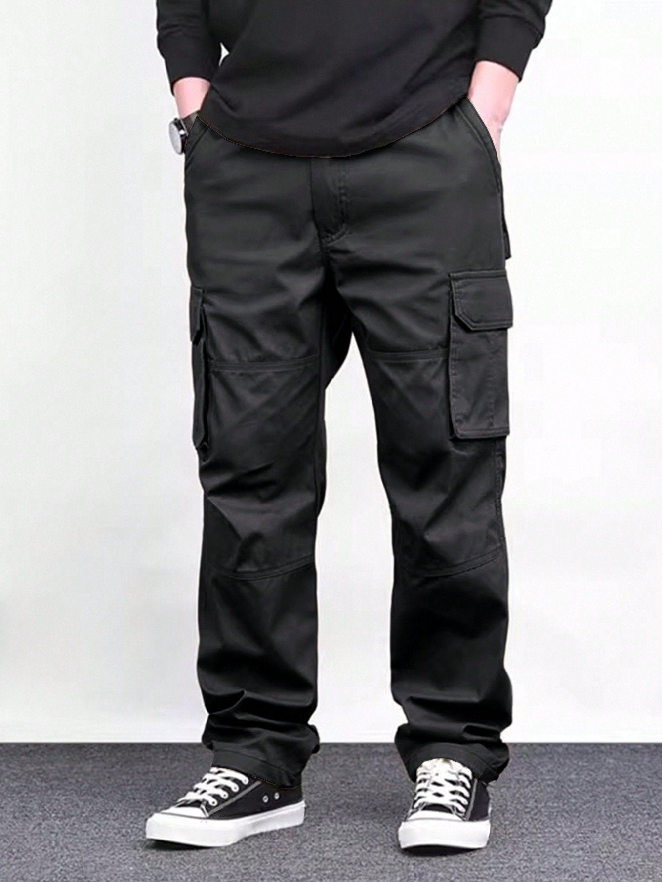 Baggy Retro Cargoes: Men's High Street Loose Straight-Leg Pants