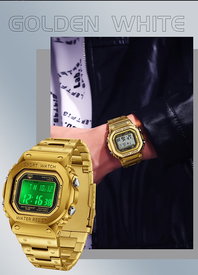 Multifunctional Square Waterproof Digital Watch