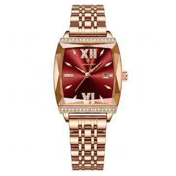 Diamond-set square ladies' water-resistant watch