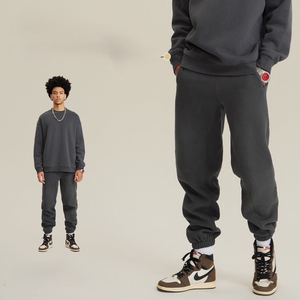 🔥 Unisex 600GSM Fleece Sweatpants 🧵 – Straight-Leg & Cuffed Retro Baggy Joggers 👖 | Warm Streetwear for Spring, Autumn & Winter ❄️