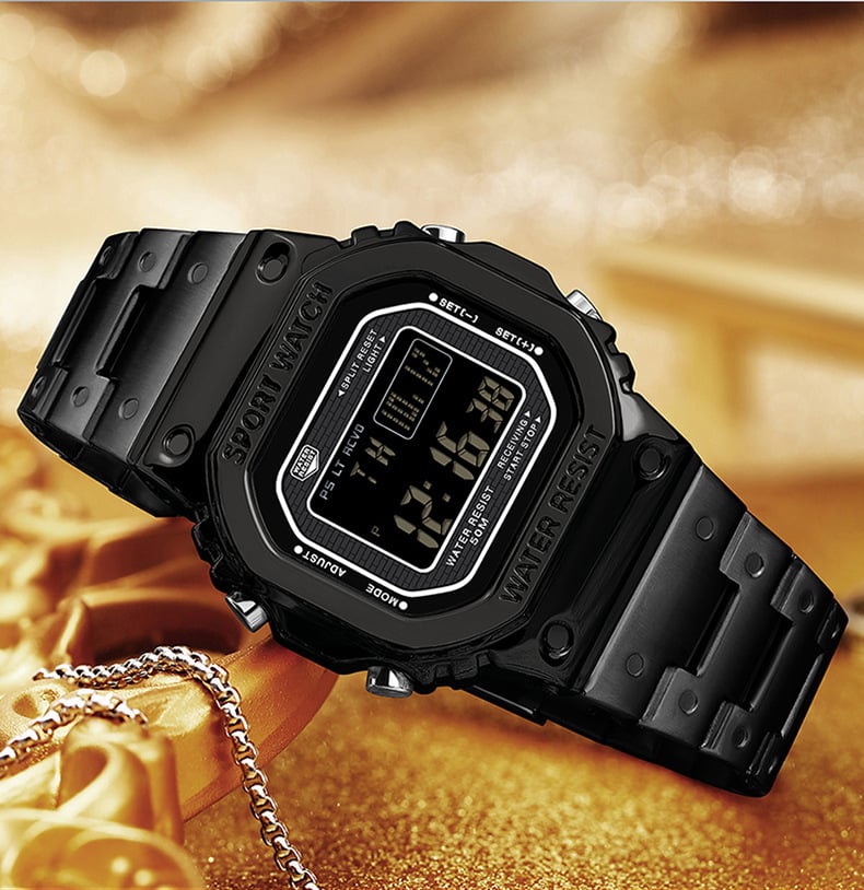 Multifunctional Square Waterproof Digital Watch