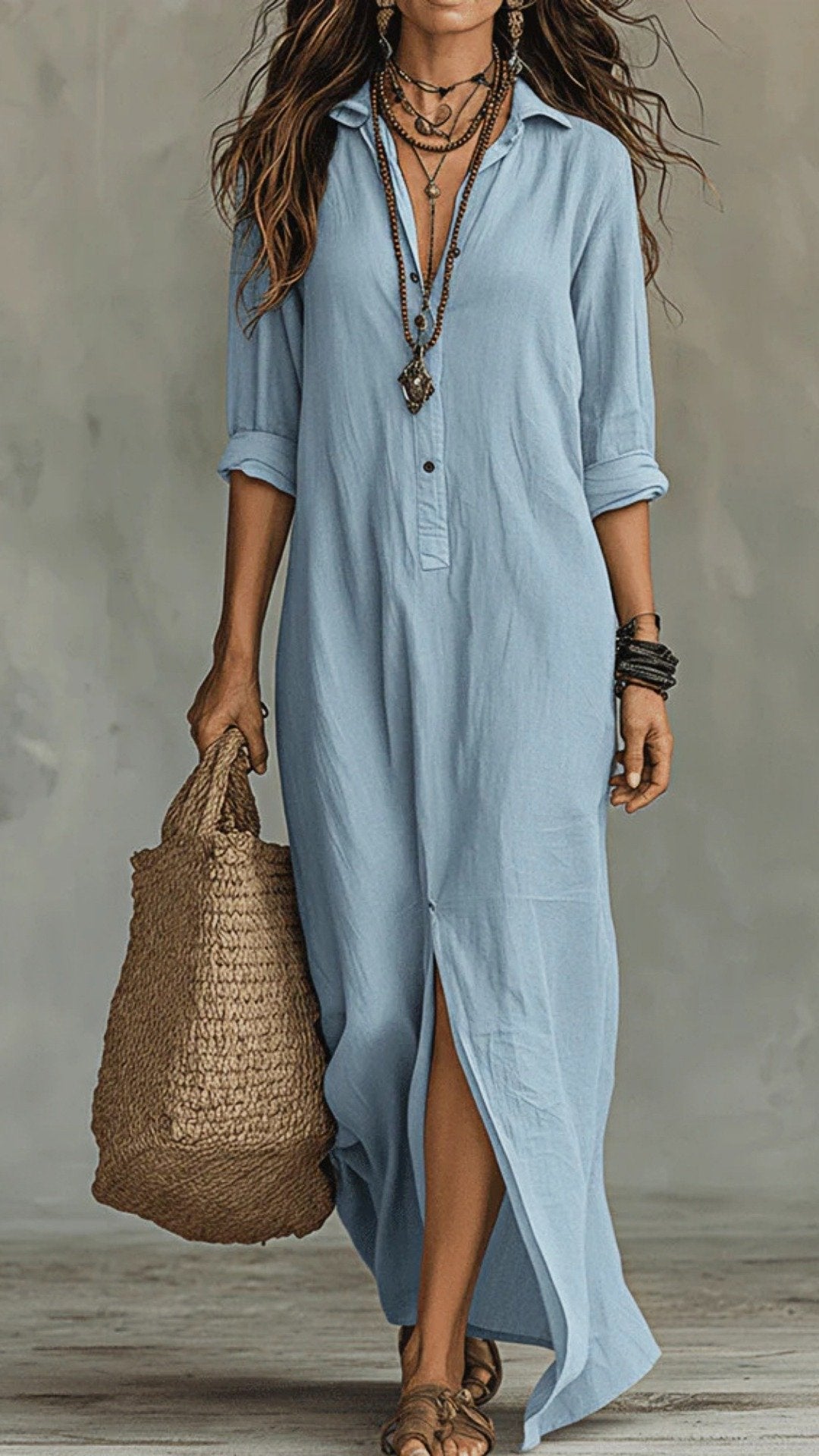 🌿 THE BOHO SHIRT DRESS: FRONT BUTTON, CENTER SPLIT, RELAXED FIT – YOUR 2026 SUMMER ESSENTIAL 🌿