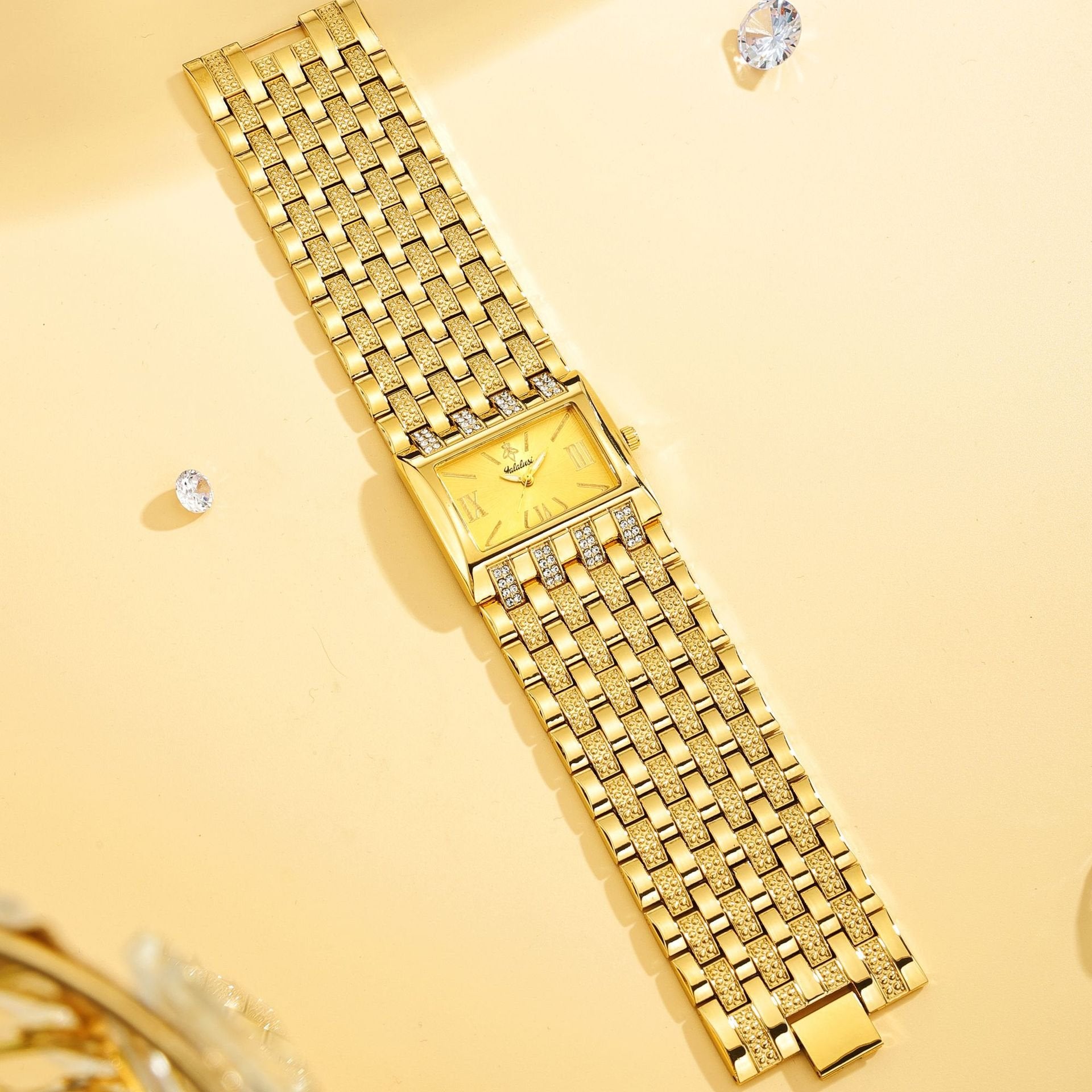 Luxury Diamond-Set Women's Watch with a Square Dial