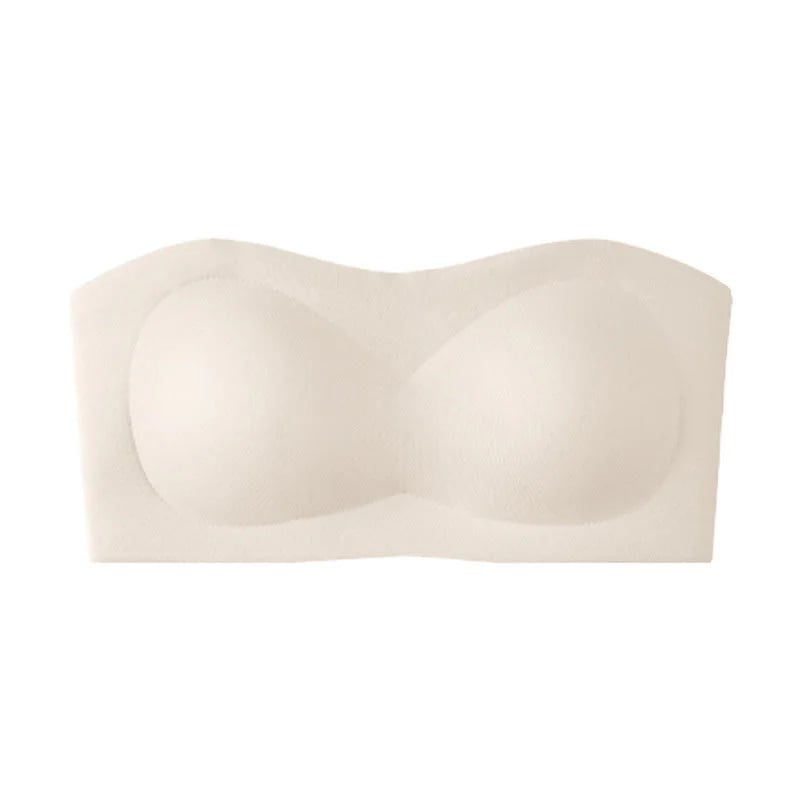 ⛱️💞Womens Strapless Bras Push Up Bandeau Bra Non Slip Wireless Supportive Padded Bras Seamless Comfortable Tube Jelly Bra