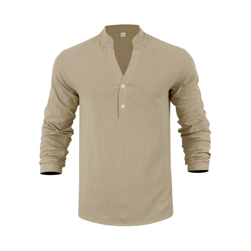 Spring & Autumn Casual Henley T-Shirt for Men