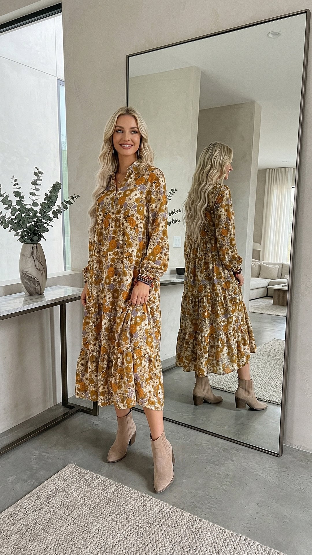 🌸 THE BOHO LANTERN DRESS: V-NECK, PUFF SLEEVES, A-LINE SWING — YOUR SUMMER SOULMATE 🌸