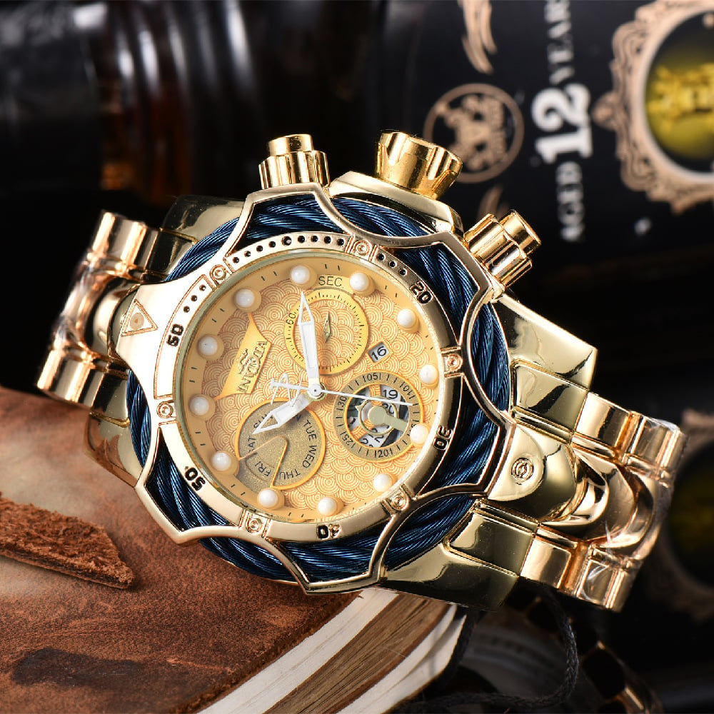 Men's Watch: Large-Dial Steel-Strap Sports Watch
