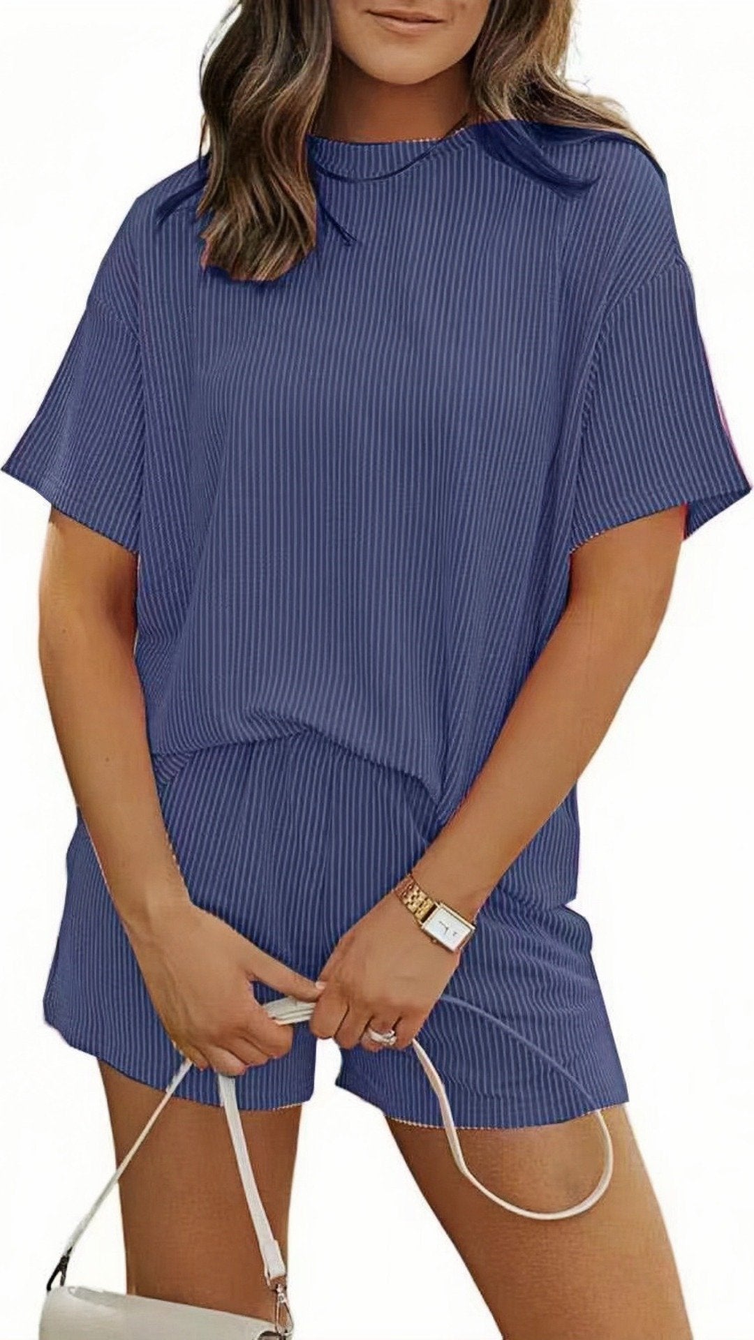 🌊 THE STRIPED LOUNGE DUO: 3/4 SLEEVE TOP + POCKET SHORTS — YOUR NEW WEEKEND ESSENTIAL 🌊