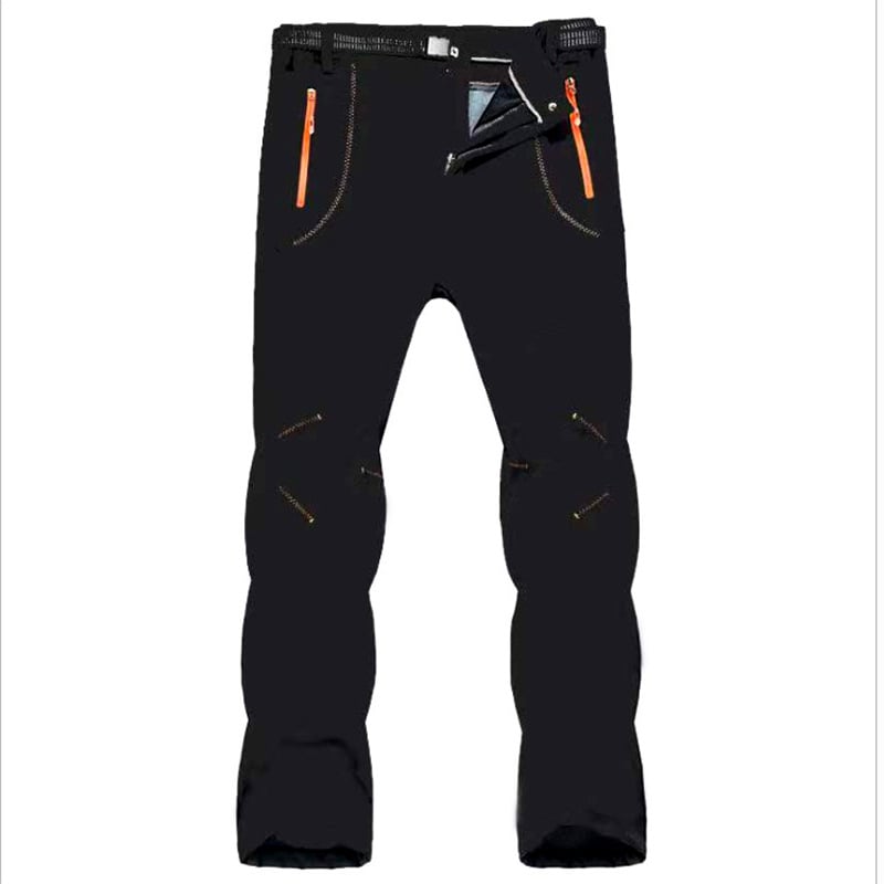 Men's Waterproof Fleece Lined Snow Pants - High Rise Joggers with Belt for  Winter Activities