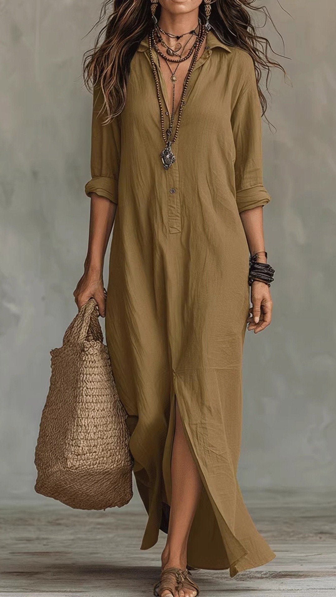 🌿 THE BOHO SHIRT DRESS: FRONT BUTTON, CENTER SPLIT, RELAXED FIT – YOUR 2026 SUMMER ESSENTIAL 🌿