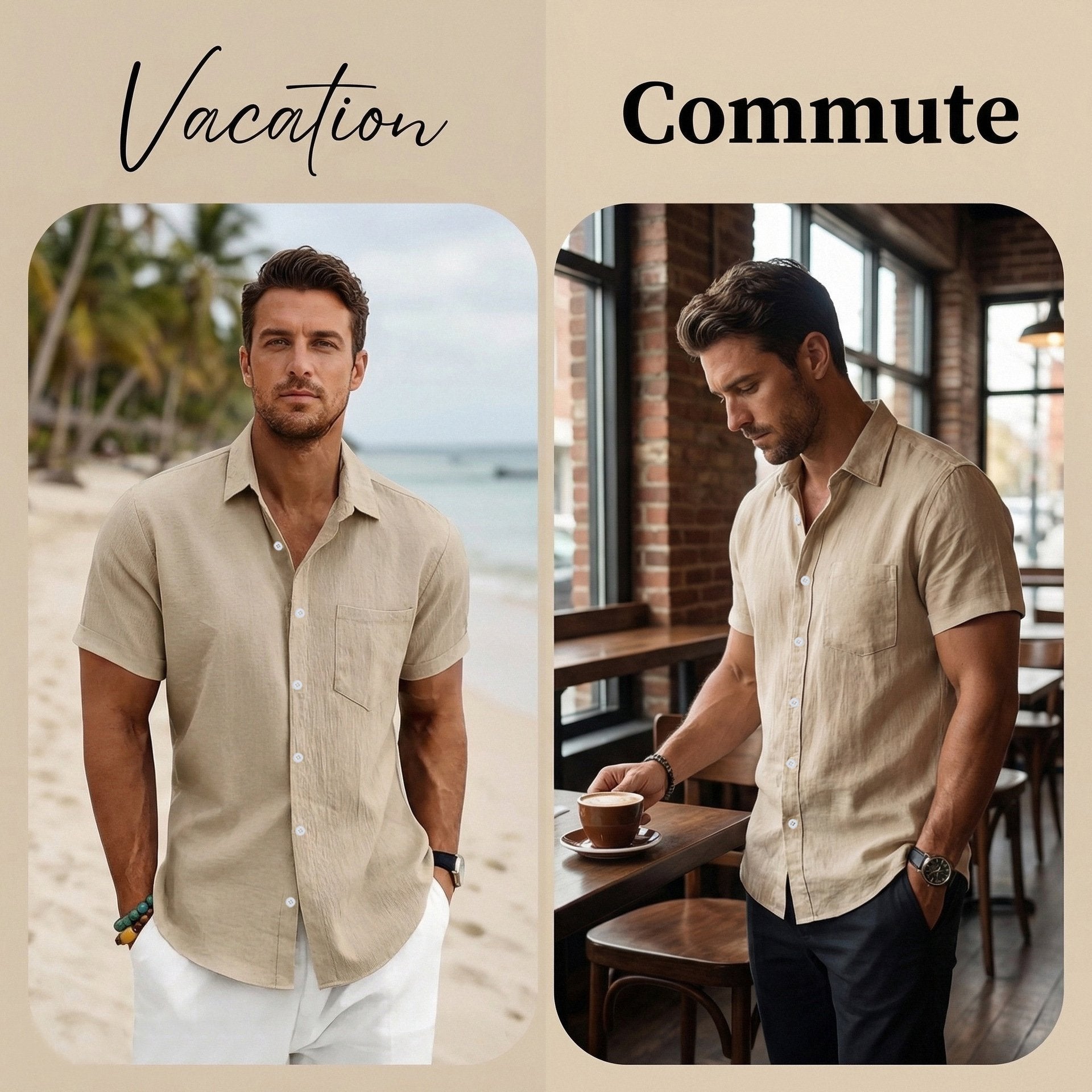 Men's Summer Linen Short-Sleeve Shirt