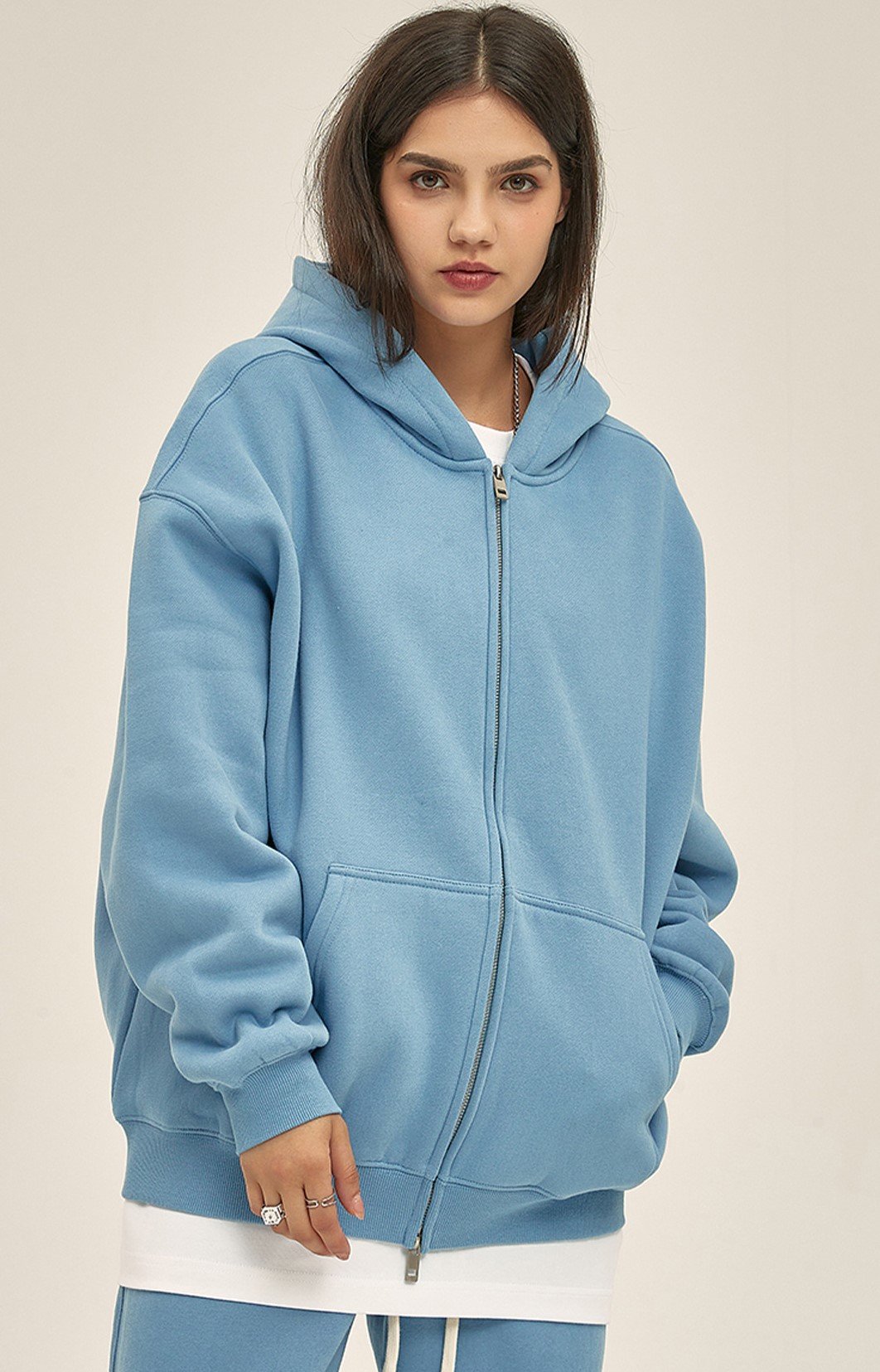 Oversized Zip Up Hoodie 🔥 Casual Streetwear Sweatshirt 👕 Double Zipper Jacket with Pockets