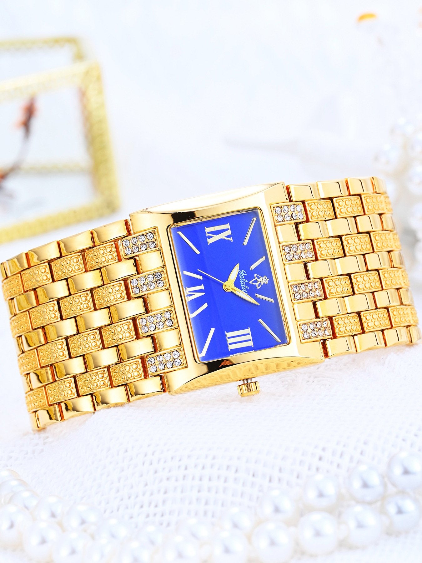 Luxury Diamond-Set Women's Watch with a Square Dial