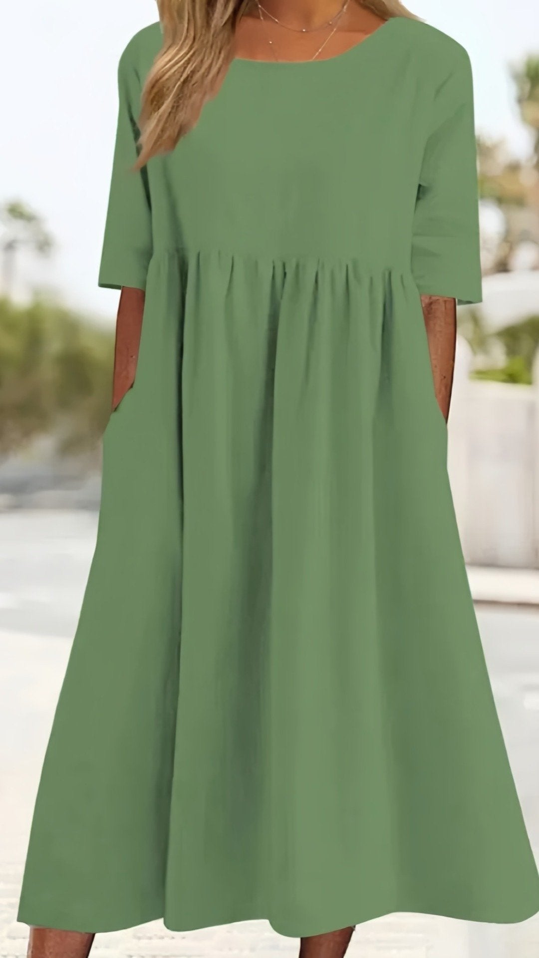 🌿 THE LINEN COTTON POCKET DRESS: BREATHABLE, LOOSE, AND ALWAYS READY FOR SUMMER 🌿 — NOW IN PLUS SIZE S-5XL! ✨