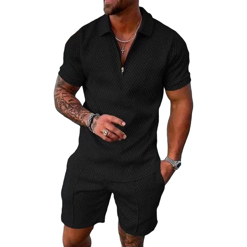Mens 2 Piece Polo Shirt and Shorts Set | Summer Fashion Tracksuit & Casual Short Sleeve Outfit