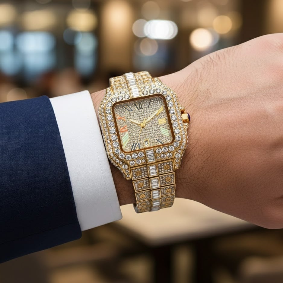Men's Square Fashion Full Diamond Watch