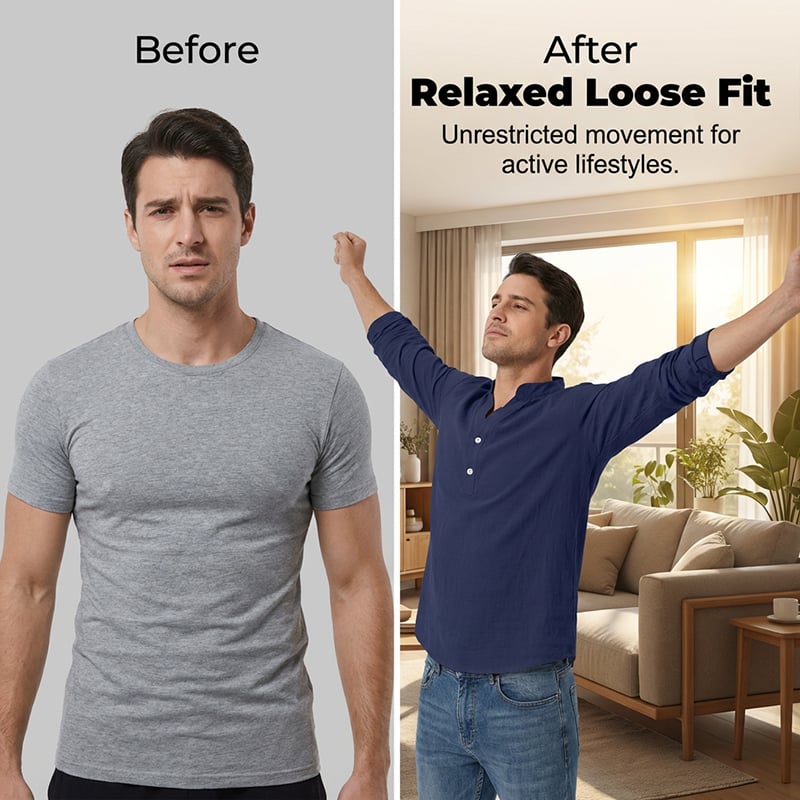 Spring & Autumn Casual Henley T-Shirt for Men