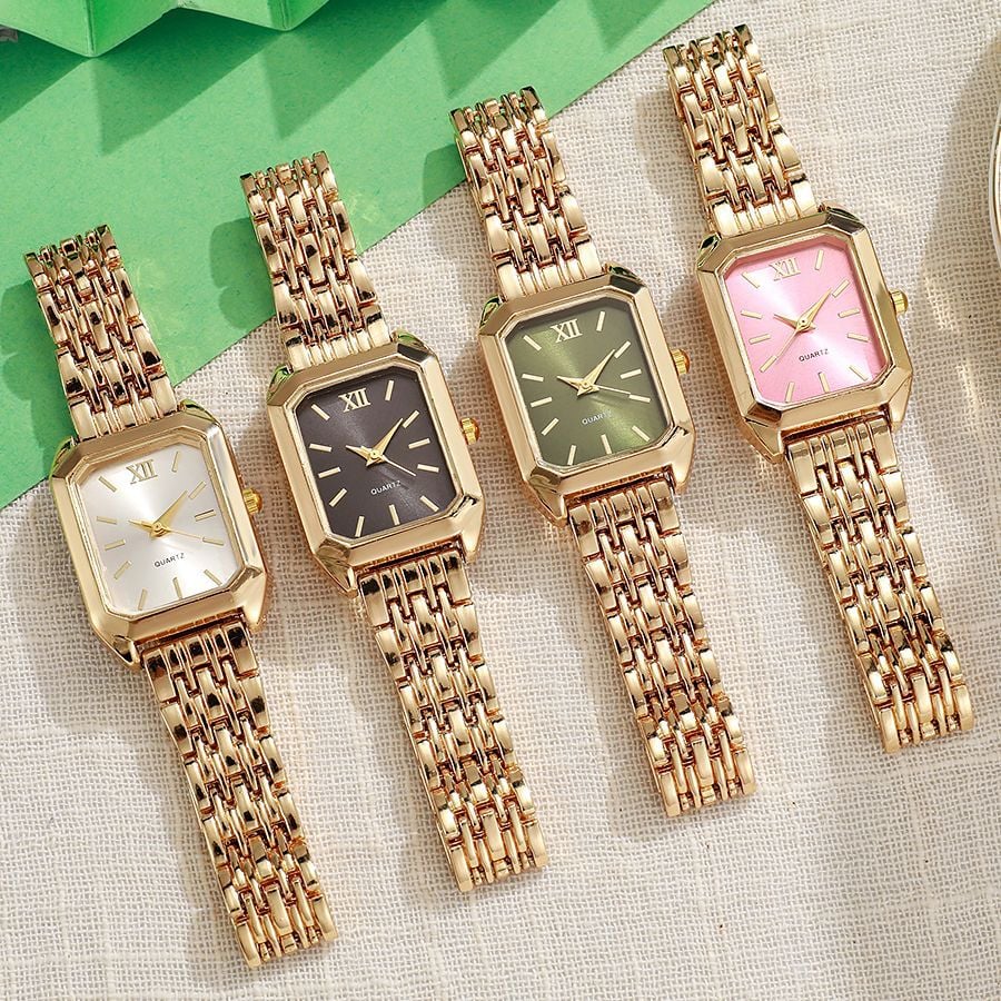 Luxury Steel-Strap Women's Square Quartz Watch
