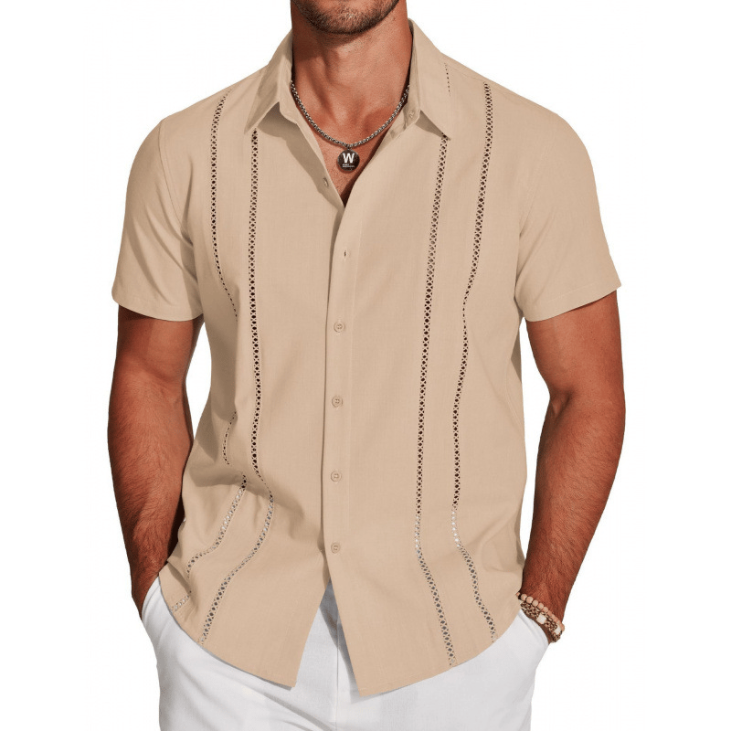 Men's Casual Short-Sleeve Shirt with Button Placket