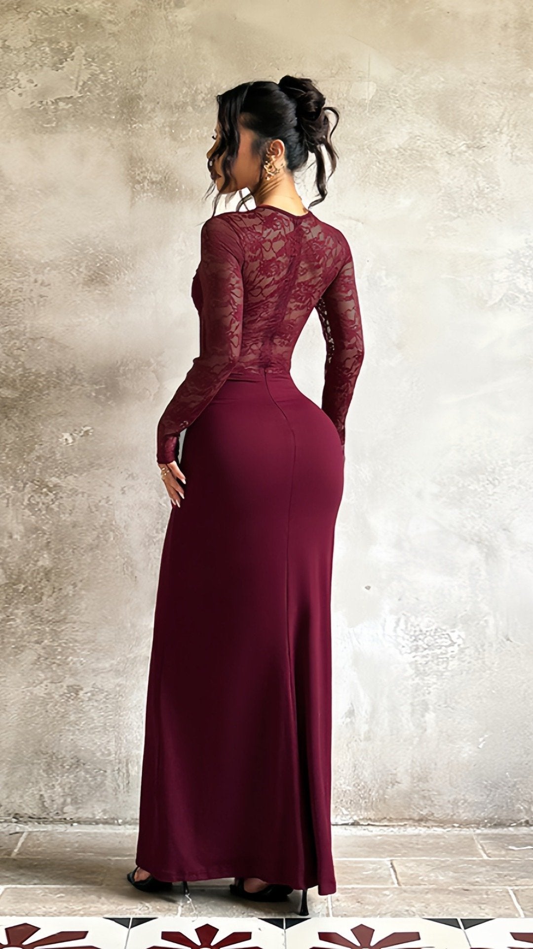 🌸 THE LACE SLIM FIT DRESS: LONG SLEEVES, DELICATE TEXTURE, EFFORTLESSLY ELEGANT FOR EVERY OCCASION 🌸