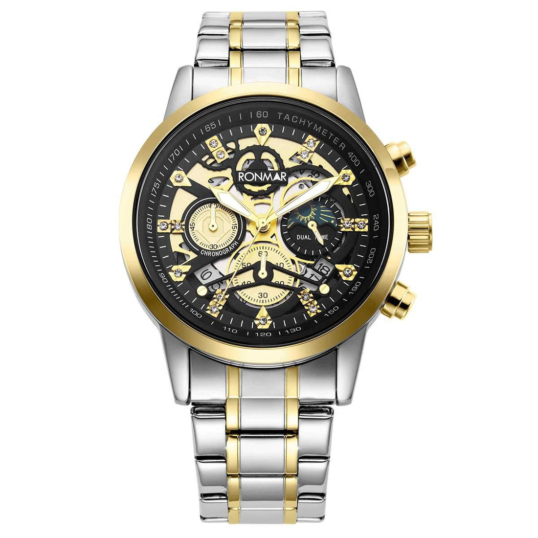 Men's Water-Resistant Stainless Steel Strap Quartz Watch with Three-Hand Dial