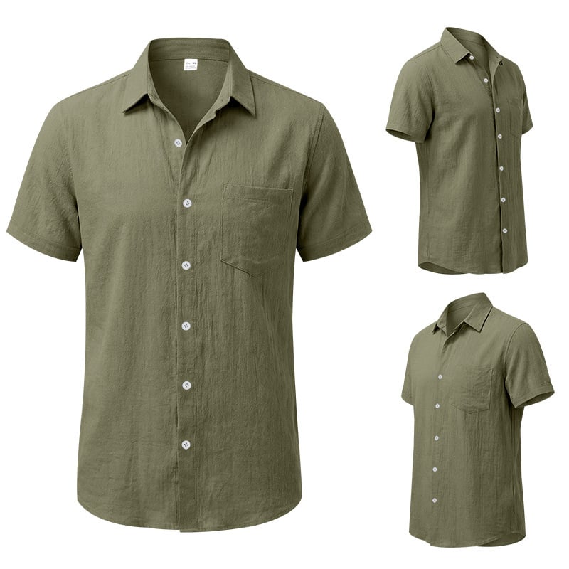 Men's Summer Linen Short-Sleeve Shirt